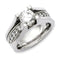 Womens Titanium and Sterling Silver CZ Cathedral Ring