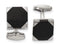 Stainless Steel Polished Black Rubber Square Cuff Links