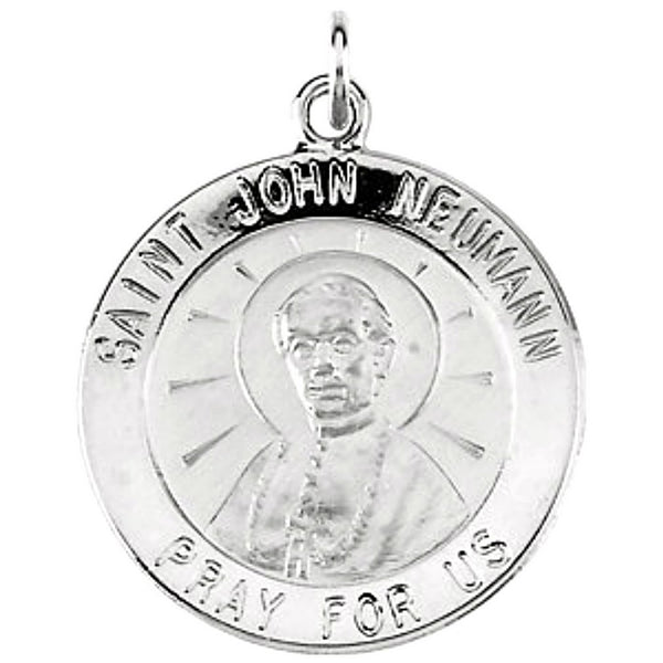 Sterling Silver St. John Neumann Medal Necklace, 18" (18.25 MM)