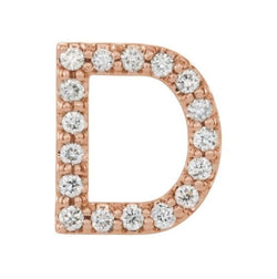 14k Rose Gold Diamond Letter 'D' Initial Stud Earring (Single Earring) (.07Ctw, GH Color, I1 Clarity)