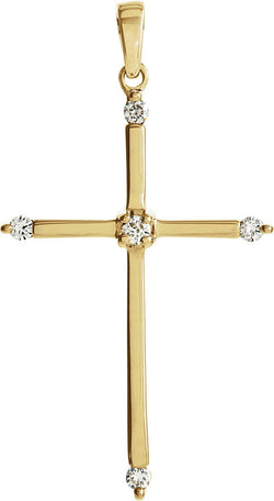 Diamond Petite Cross 14k Yellow Gold Pendant (.1 Ctw, G-H Color, SI1 Clarity)