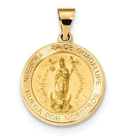 14k Yellow Gold Spanish Our Lady Guadalupe Hollow Medal (19X19MM)