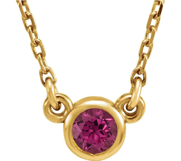 Pink Tourmaline Solitaire 14k Yellow Gold Pendant Necklace, 16"