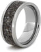 Dark Tone Deer Antler Inlay 9mm Comfort-Fit Titanium Ring, Size 13.5