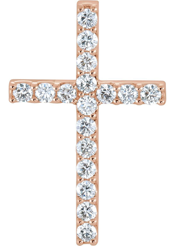 Diamond Petite Cross 14k Rose Gold Pendant (.625 Ctw, G-H Color, I1 Clarity)