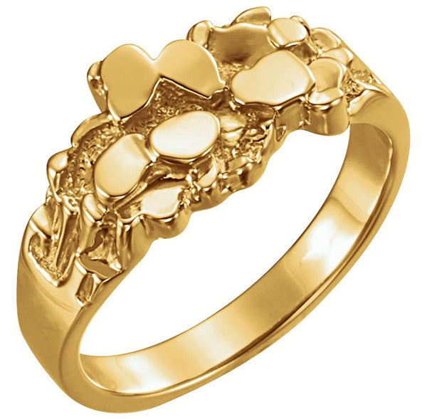 Men's Slim-Profile 14k Yellow Gold Nugget Ring (15x10MM), Size 10