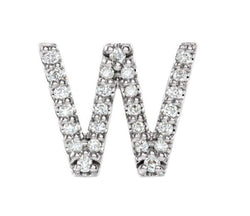 Rhodium-Plated 14k White Gold Diamond Letter 'W' Initial Stud Earring (Single Earring) (.08 Ctw, GH Color, I1 Clarity)