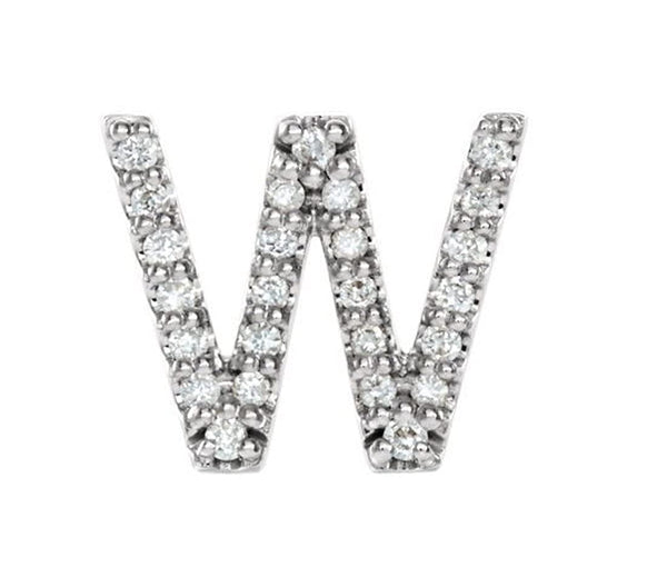 Platinum Diamond Letter 'W' Initial Stud Earring (Single Earring) (.08 Ctw, GH Color, SI2-SI3 Clarity)