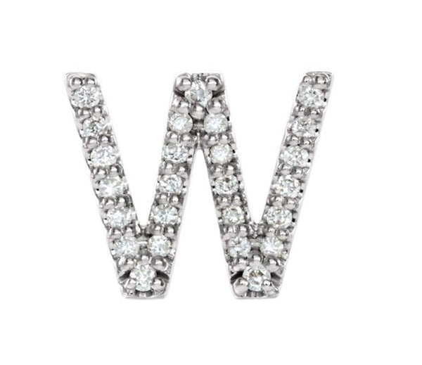 Sterling Silver Diamond Letter 'W' Initial Stud Earring (Single Earring) (.08 Ctw, GH Color, I1 Clarity)