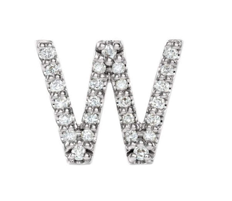 Sterling Silver Diamond Letter 'W' Initial Stud Earring (Single Earring) (.08 Ctw, GH Color, I1 Clarity)