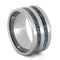 Turquoise Stripes 10mm Comfort-Fit Titanium Wedding Band