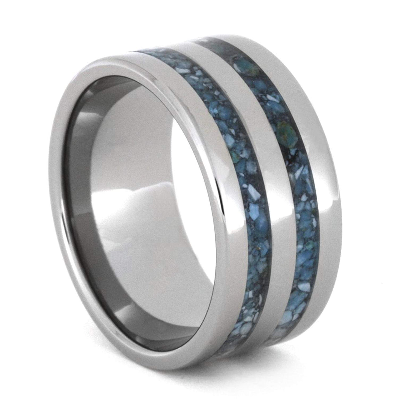 Turquoise Inlay 10mm Comfort-Fit Titanium Band