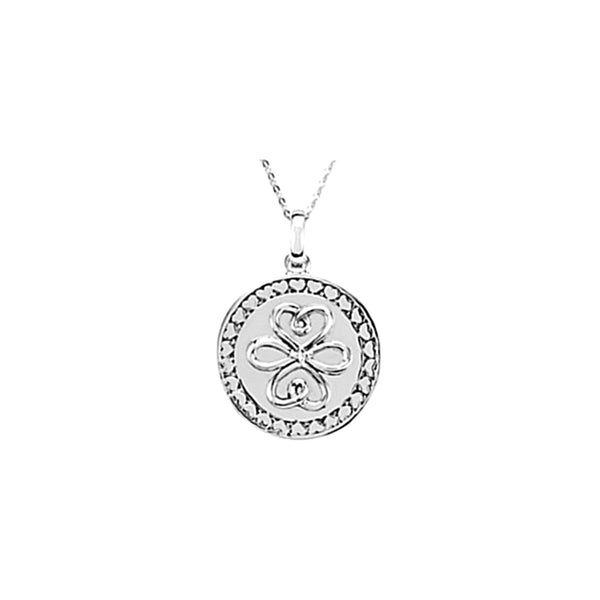 Diamond 'Sisters Best Friend' Rhodium Plate Sterling Silver Circle Pendant Necklace,18"