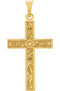 Embossed Flowers Cross 14k Yellow Gold Pendant