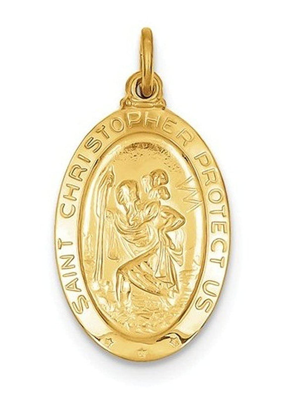 24k Gold-Plated Sterling Silver St. Christopher Medal (30X16MM)