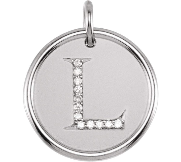 Diamond Initial "L" Pendant, Sterling Silver (.06 Ctw, Color G-H, Clarity I1)