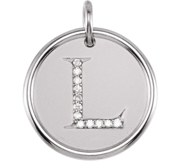 Diamond Initial "L" Pendant, Rhodium-Plated 14k White Gold (.06 Ctw, Color G-H, Clarity I1)