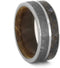 Dinosaur Bone, Gibeon Meteorite, Titanium 9mm Comfort-Fit Whiskey Barrel Oak Wood Band, Size 14.25