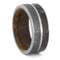 Gibeon Meteorite, Dinosaur Bone, Whiskey Barrel Oak Wood 9mm Comfort-Fit Titanium Band