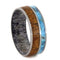 Turquoise, Mesquite Wood, Deer Antler Ring, Men's Turquoise, Antler, Mesquite Wood Ring, His and Hers Wedding Band Set