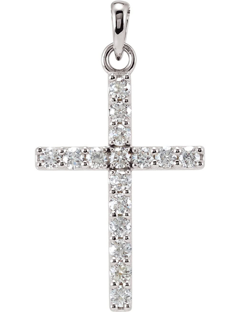 Diamond Cross Pendant, Rhodium-Plated 14k White Gold (0.33 Ctw, Color GH, Clarity I1)