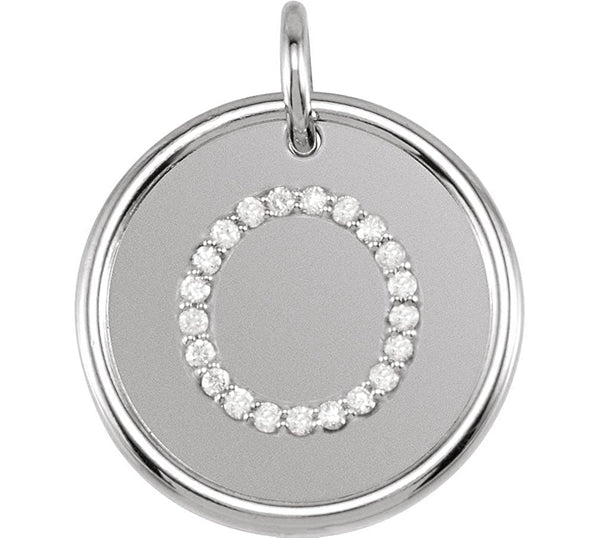 Diamond Initial "O" Pendant, Rhodium-Plated 14k White Gold (0.1 Ctw, Color GH, Clarity I1)