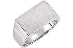 Men's Sterling Silver Brushed Signet Pinky Ring (9x15 mm)