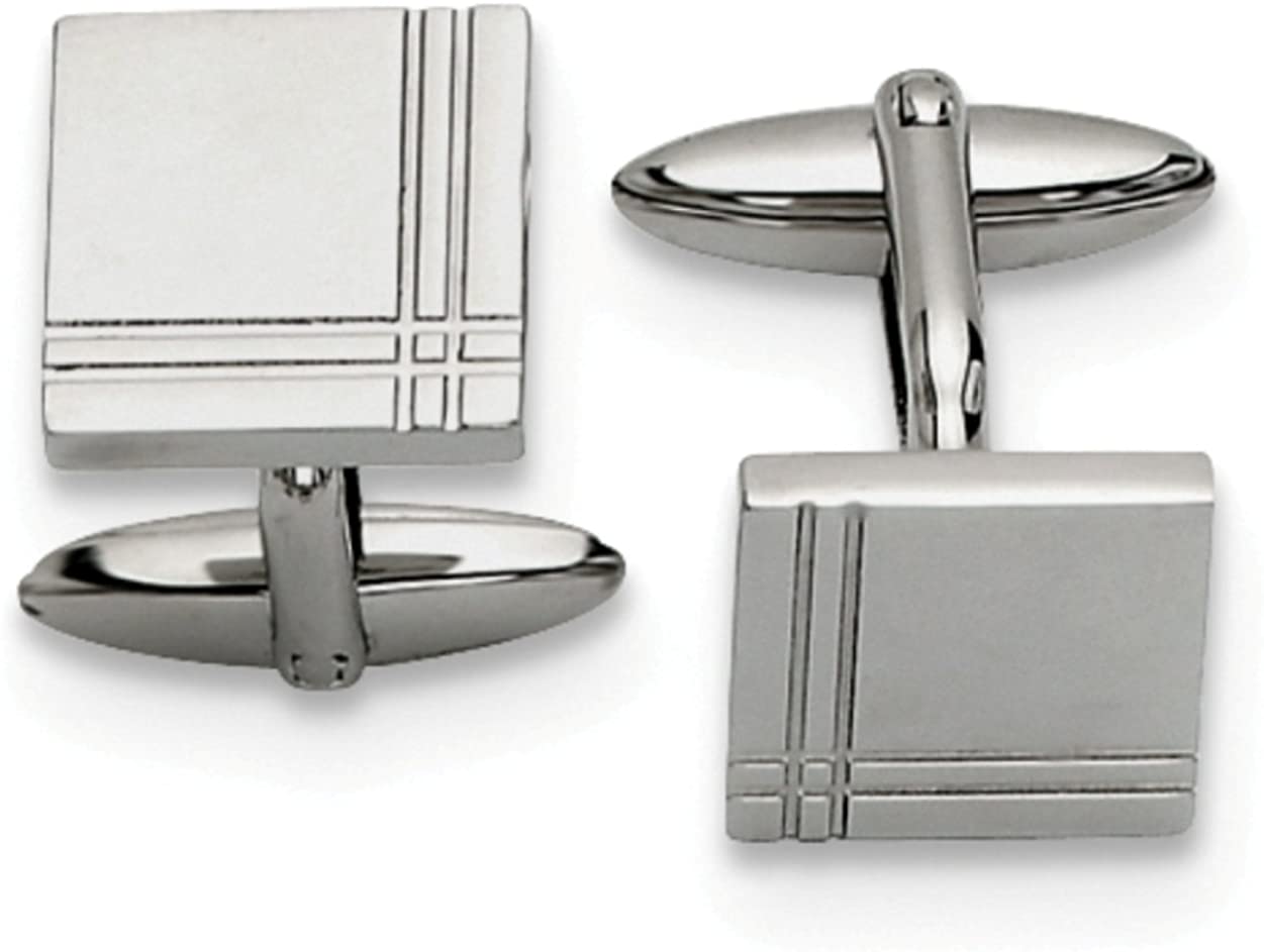 Stainless Steel Toggle Back Square Cuff Links, 13X15MM