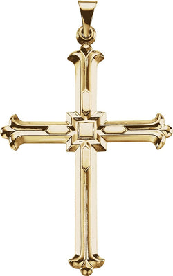 Men's Large Cross 14k Yellow Gold Pendant