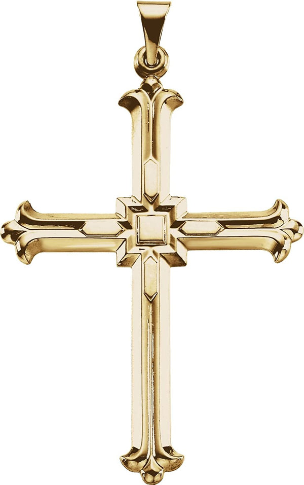 Men's Large Cross 14k Yellow Gold Pendant