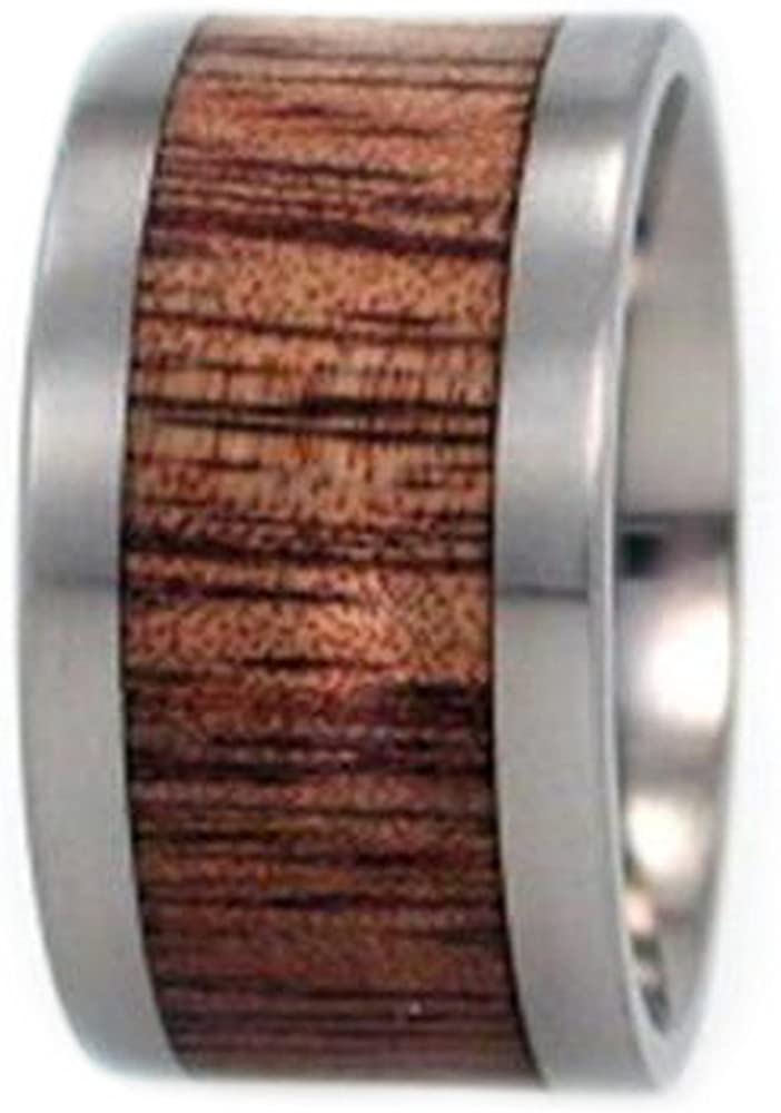 The Men's Jewelry Store (Unisex Jewelry) Koa Wood Inlay 12mm Comfort Fit Interchangeable Titanium Ring