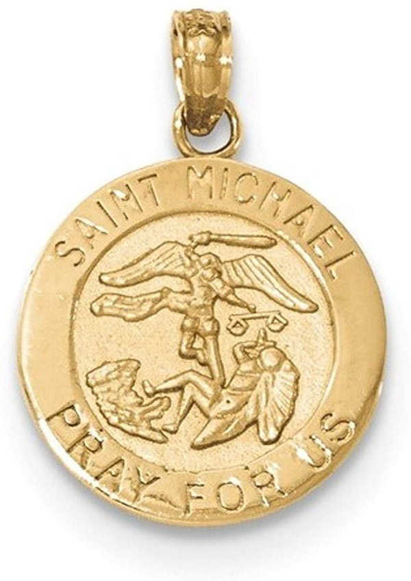 14k Yellow Gold Saint Michael Medal Pendant