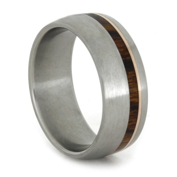 Ironwood, 14k Rose Gold 7.5mm Comfort-Fit Matte Titanium Wedding Band