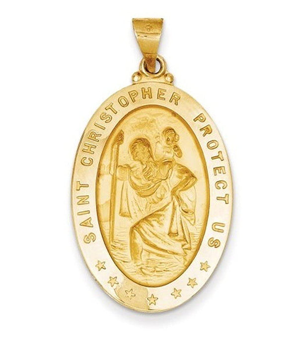 18k Yellow Gold St. Christopher Medal Pendant (38X20MM)
