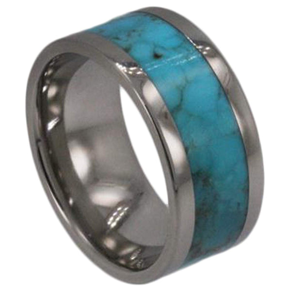 Turquoise Inlay 8mm Comfort-Fit Titanium Wedding Band