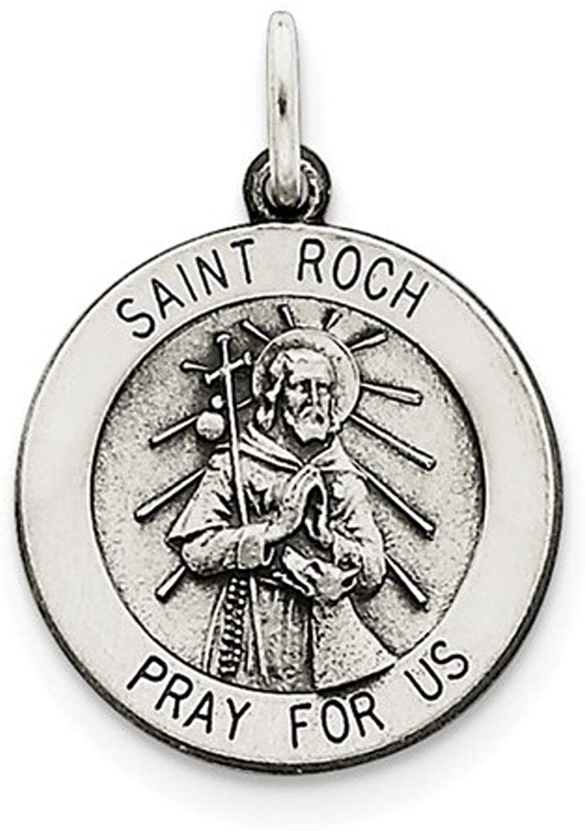 Sterling Silver Antiqued St. Roch Medal (26X21MM)