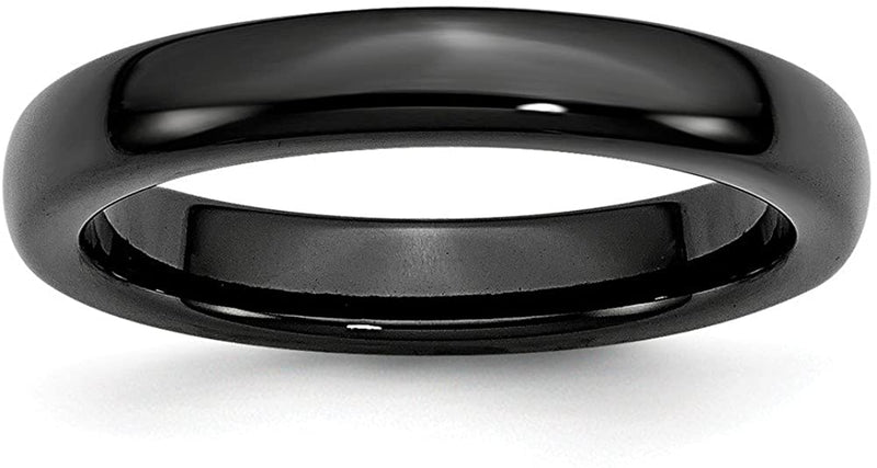 Men's Polished Black Ceramic 4mm Domed Comfort-Fit Wedding Band Size 10