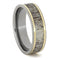 Antler Inlay, 14k Yellow Gold Pinstripe 7mm Comfort-Fit Titanium Ring