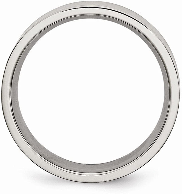 Men's Brushed Grey Titanium 8mm Flat Comfort-Fit Band Size 9.5