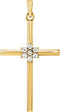 7-Stone Diamond Cluster Christian Cross 14k Yellow Gold Pendant (.07 Ctw) 22.80X11.30MM