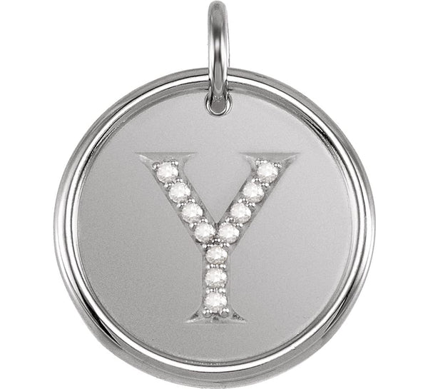 Diamond Initial "Y" Pendant, Sterling Silver (.05 Ctw, Color G-H, Clarity I1)