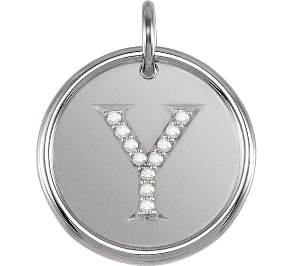 Diamond Initial "Y" Necklace, Sterling Silver 18" (.05 Ctw, Color G-H, Clarity I1)