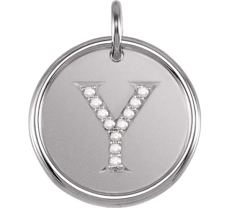Diamond Initial "Y" Necklace, Sterling Silver 18" (.05 Ctw, Color G-H, Clarity I1)