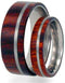 Titanium Pinstripe Ring, Ironwood, His and Hers Wedding Band Set, M15-F5