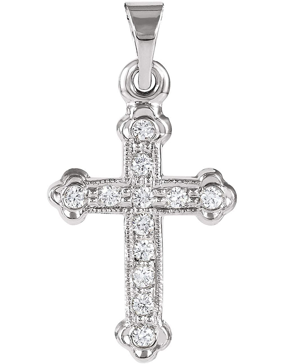 Diamond Bottonee Cross 14k White Gold Pendant