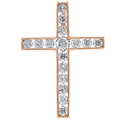 Diamond Coticed Cross 14k Rose Gold Pendant (.25 Ctw, G-H Color, I1 Clarity)