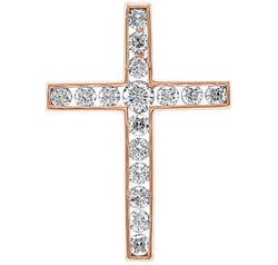 Diamond Coticed Cross 14k Rose Gold Pendant (.5 Ctw, G-H Color, I1 Clarity)