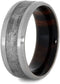 Gibeon Meteorite, Brushed Titanium 8mm Comfort-Fit Ironwood Band