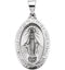 14k White Gold Hollow Oval Miraculous Medal (23x16 MM)