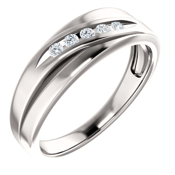 Men's 7-Stone Diamond Wedding Band, 14k White Gold (.16 Ctw, Color G-H, SI2-SI3 Clarity) Size 11
